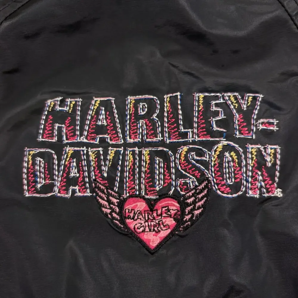 Harley-Davidson Reversible Hoodie Jacket Girls 4T Black Pink Biker Coat